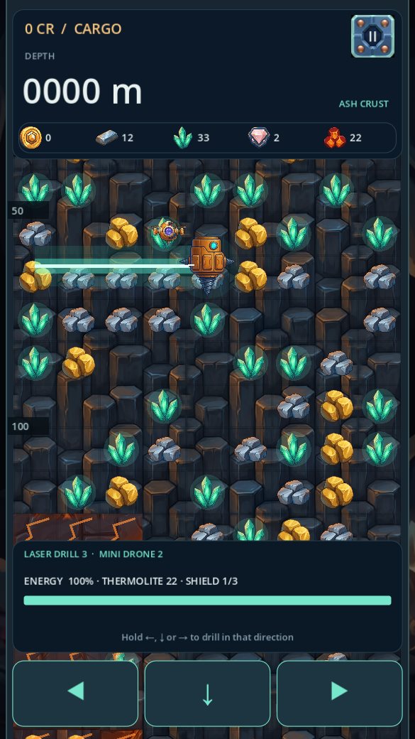 Side drill laser clearing a row of ore