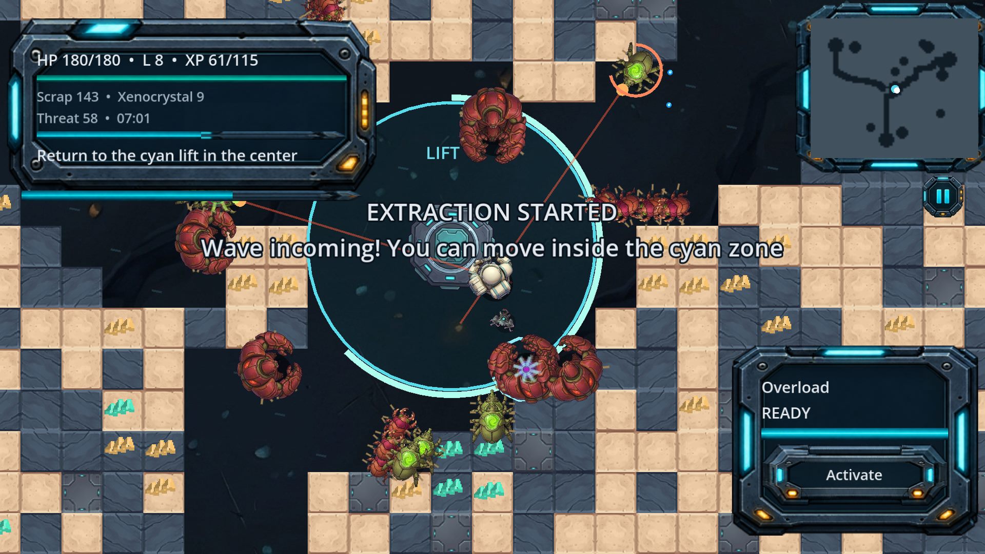Extraction started: holding the zone around the lift against an incoming wave
